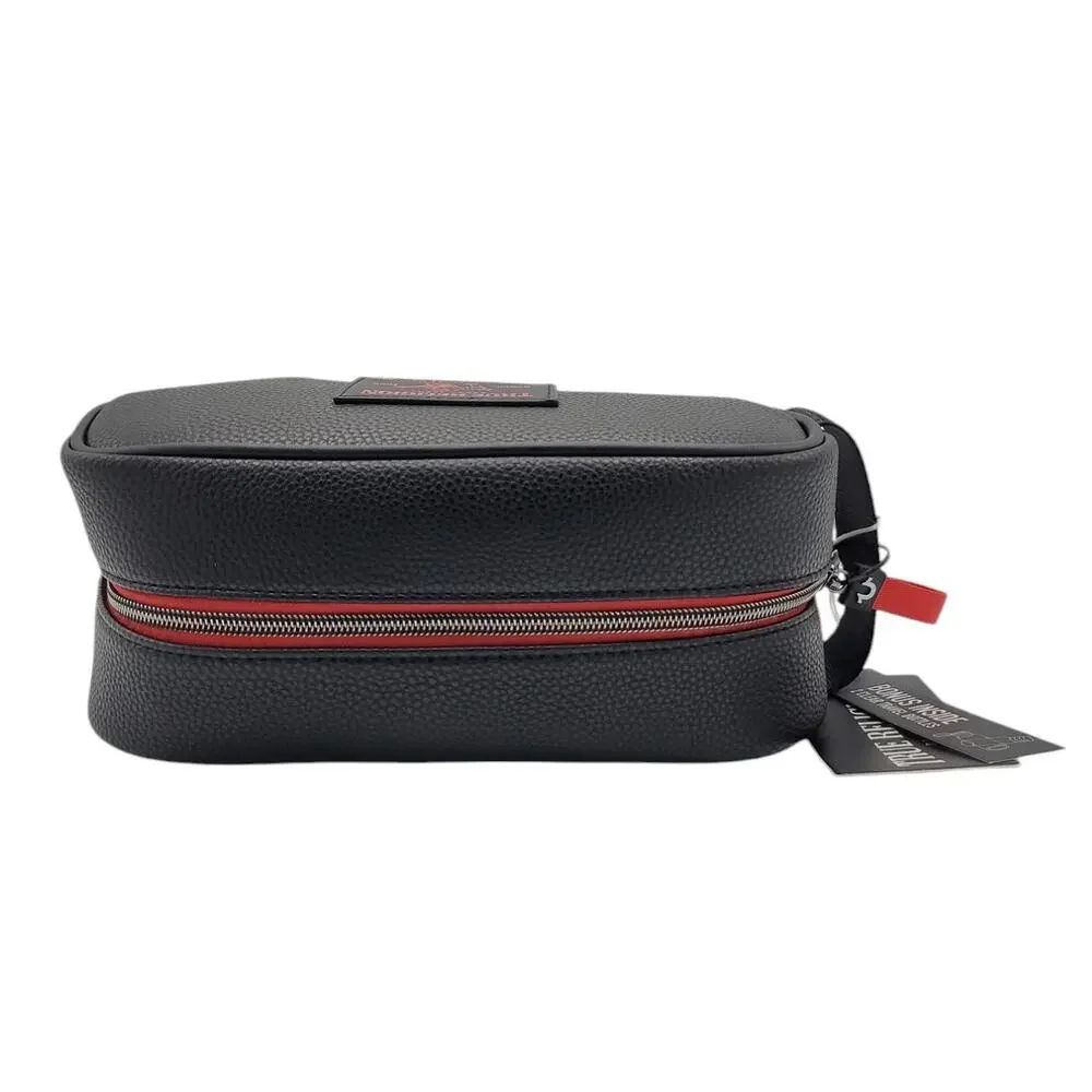 True Religion Red Titon Dopp Kit Men's Black Toiletry Bag Travel NWT World Tour